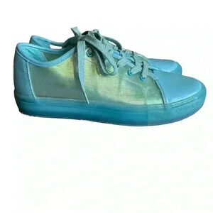Katy Perry Teal Blue Aqua The Goodie Iridescent Transparent Lace Up Sneaker 8
